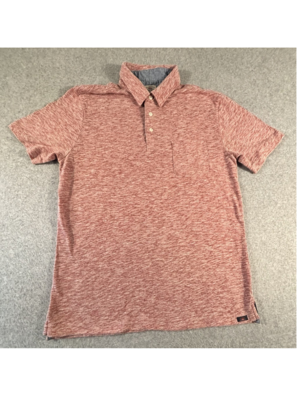 Faherty Polo Shirt Mens Medium Rust Red Sunwashed Organic Cotton Chest Pocket